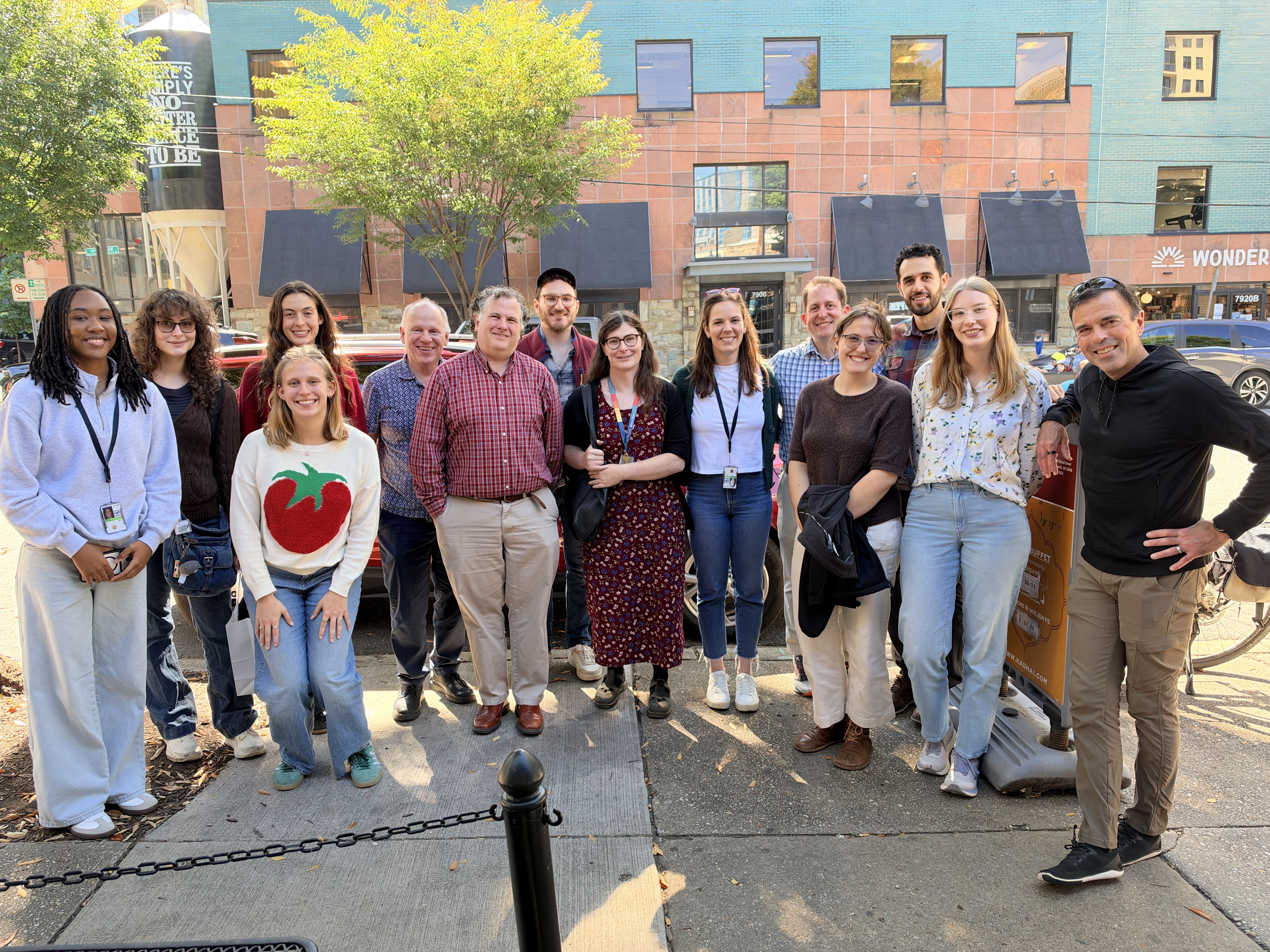 Lab photo after a goodbye lunch for Marly